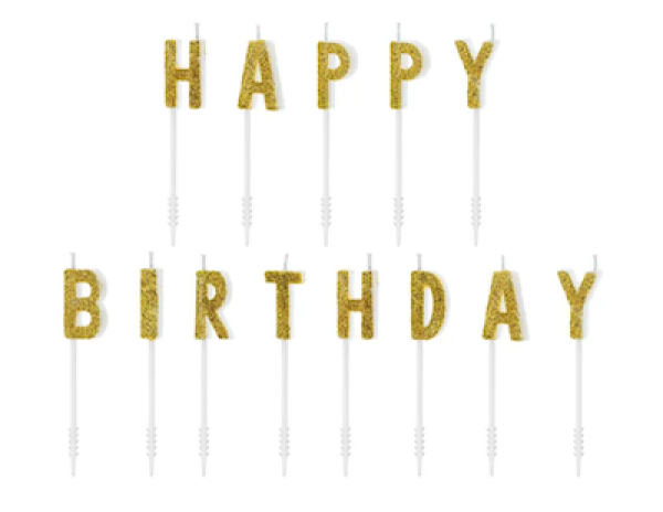 Geburtstagskerzen Happy Birthday GOLD von PartyDeco